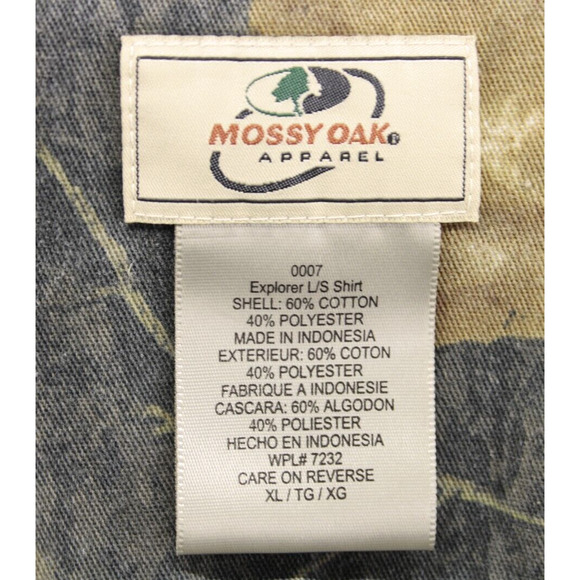 Mossy Oak Apparel Men XL Button Down Camouflage Hunting Camo Long Sleeve Shirt - Picture 5 of 7